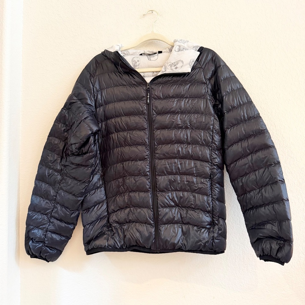 Uniqlo SPRZ NY Andy Warhol Ultra Light Down Jacket Black Mens Small Skull Print‎